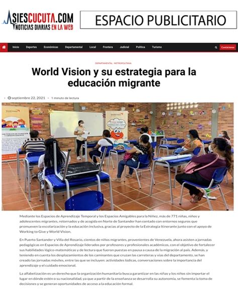 World Vision Y Su Estrategia Para La Educación Migrante World Vision