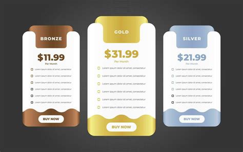 Vector Modern Pricing Table Design Template 36328405 Vector Art At Vecteezy