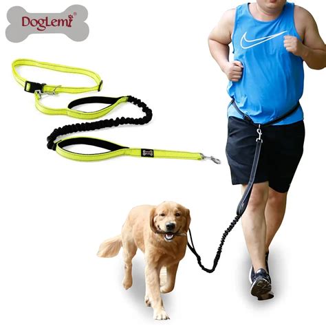 Elastic Waist Dog Leash Adjustable Nylon Retractable Reflectable Long