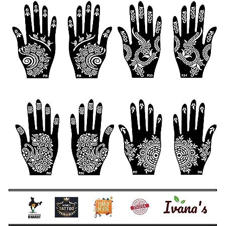 Xmasir Pack Of Sheets Henna Tattoo Stencil Kit Temporary Tattoo