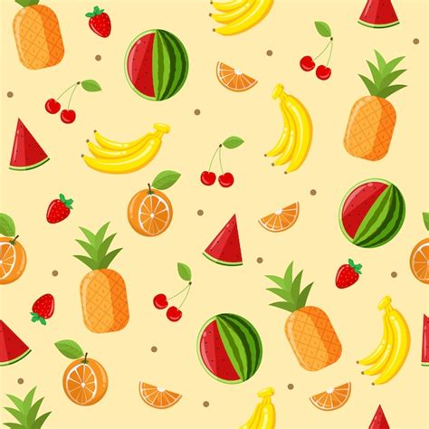 Premium Vector Tropical Fruits Seamless Pattern