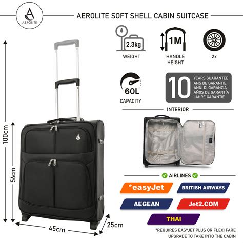 EasyJet 45x36x20 56x45x25 Max Large Cabin Hand Luggage Suitcase