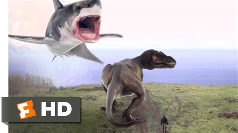 The Last Sharknado It S About Time 2018 T Rex Vs Megalodon Scene