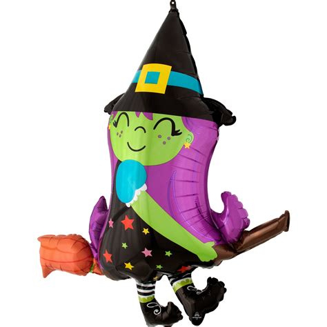 38 Witch On A Broom Balloon Happy Halloween Halloween Etsy