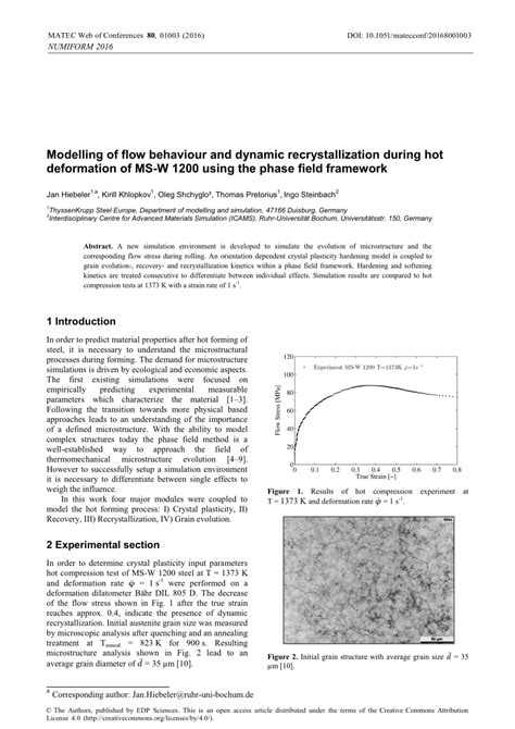 Pdf Modelling Of Flow Behaviour And Dynamic Recrystallization During