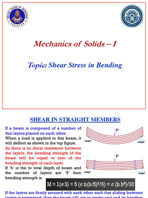 Lecture # 7 Shear Stress in Beams | PDF | Bending | Beam (Structure)