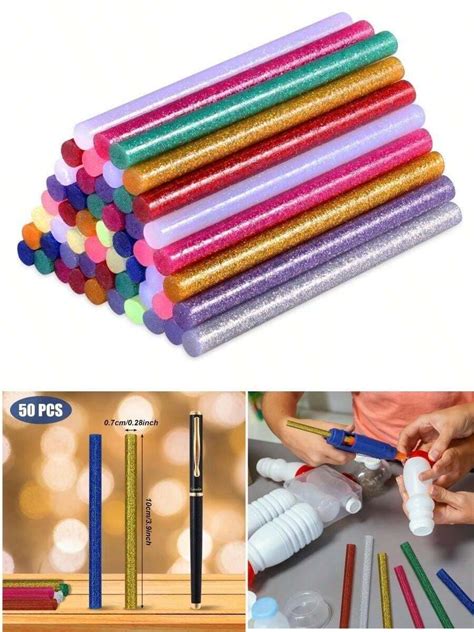 10pcs 50pcs 7mm X 100mm Glitter Hot Melt Glue Sticks In Popular Colors