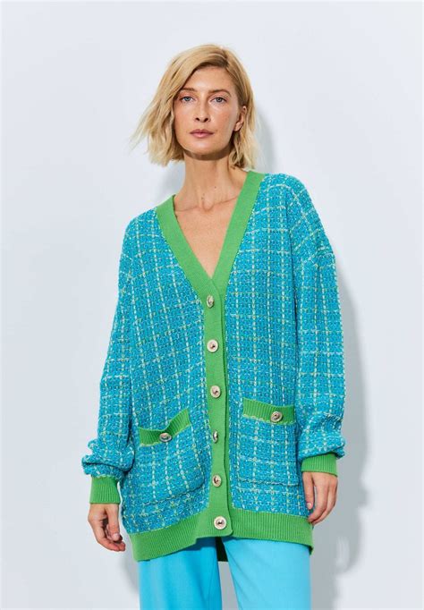 Cesare Gaspari V Neck Cardigan Bluelight Green Zalandode