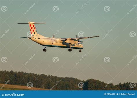 A Cqc Croatia Airlines De Havilland Canada Dash Airplane In