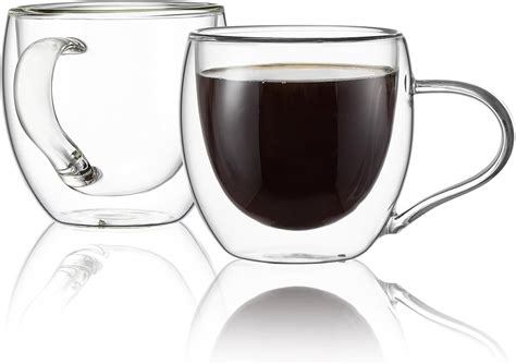 Cnglass Double Wall Glass Coffee Mugs With Handle10oz