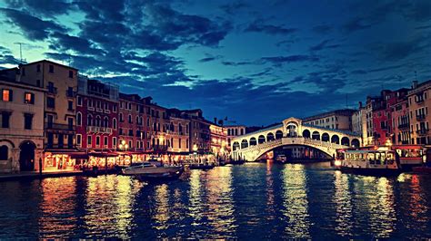 1097819 Cityscape Night Water Reflection Venice Evening River