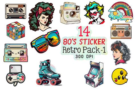 80s Stickers Retro Sticker Bundle 1 Graphic By Md Shahjahan