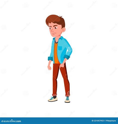 Dreary Boy In Police Station Cartoon Vector Stock Vector Illustration