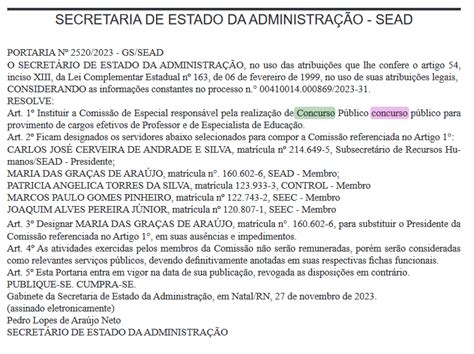 Concurso Seec Rn Comissão é Formada 500 Vagas Anunciadas