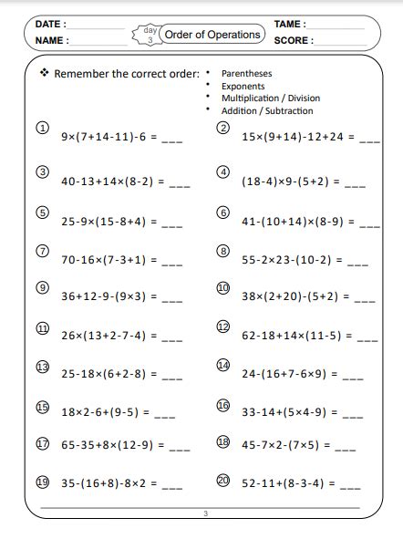 Order Of Operations Worksheets Superstar Worksheets Worksheets Library