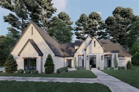 Plan 70728SND Modern One Story European House Plan With Vaulted Master