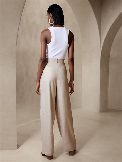 Lena Wide Leg Linen Blend Pant Banana Republic