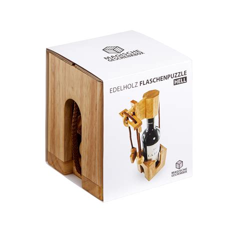 Edelholz Flaschenpuzzle Mit Gravur Hell Flaschenverpackung