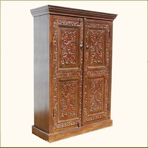 Wardrobe Armoire Closet Armoire Solid Wood Hand Carved Doors