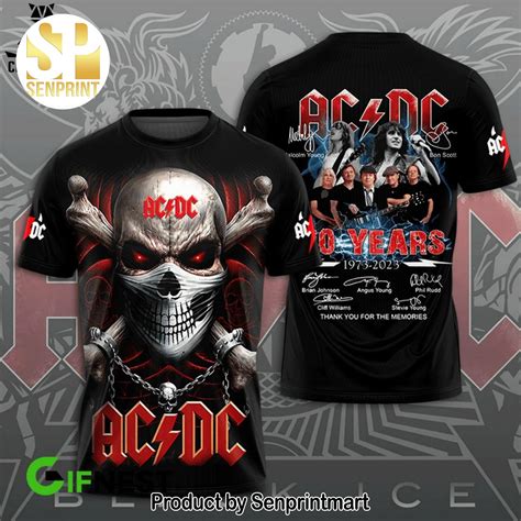 Ac Dc 50 Years 1973 2023 Thank You For The Memories Full Printed Shirt