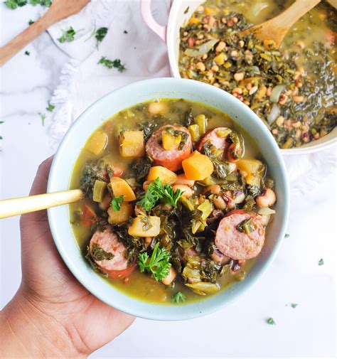 One Pot Black Eyed Pea Soup With Collard Greens Sausage Beautiful