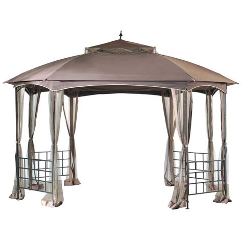 Sunjoy Cardiff 12 Ft X 10 Ft Steel Fabric Gazebo L Gz660pst The Home Depot