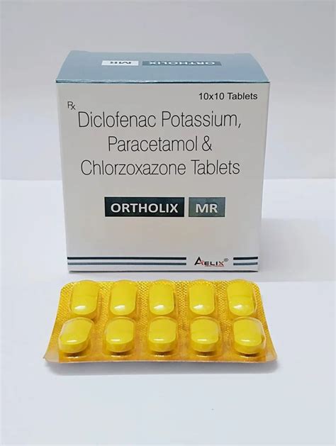 Ortholix Mr Diclofenac Potassium Paracetamol And Chlorzoxazone Tablets