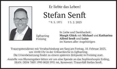 Traueranzeigen Von Stefan Senft Trauer Merkur De