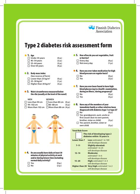 Type 2 Diabetes Risk Assessment Tool Download Printable Pdf