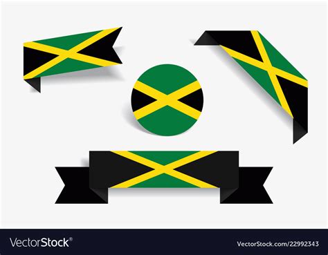 Jamaican flag stickers and labels Royalty Free Vector Image