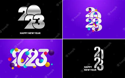 Gran Conjunto De 2023 Diseño De Texto De Logotipo De Feliz Año Nuevo 2023 Plantilla De Diseño De