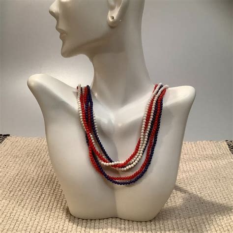 Jewelry Red White And Blue Bead Necklace Poshmark