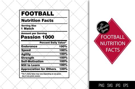 Football Nutrition Facts Svg Graphic By Thesilhouettequeenshop