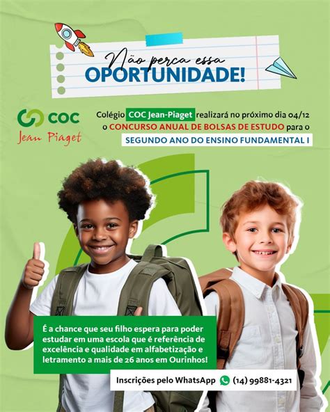 Col Gio Coc Jean Piaget De Ourinhos Lan A Concurso De Bolsas Para O