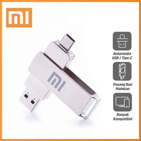 Xiaomi แฟลชไดร์ฟ Otg Flash Drive Type C Android Usb 2in1 512gb 1tb 2tb กันกระแทก กันน้ํา