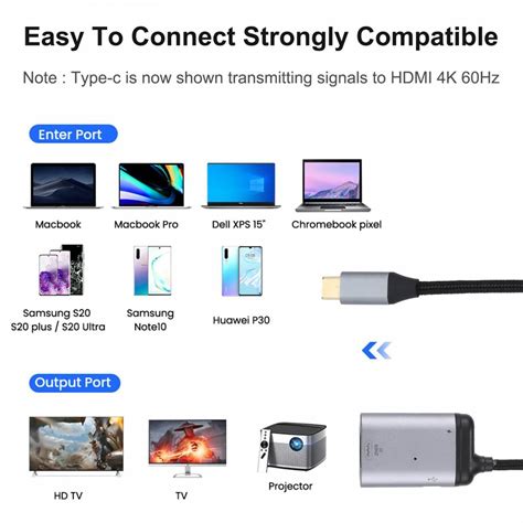 USB C 4K 60 Hz HDMI Adapter USB C Lading Og Data Mackabler No