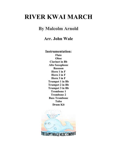 The River Kwai March Arr John Wale Sheet Music Malcolm Arnold