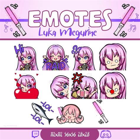 Luka Megurine Vocaloid Twitch Discord Png Emote Pack Whatever J