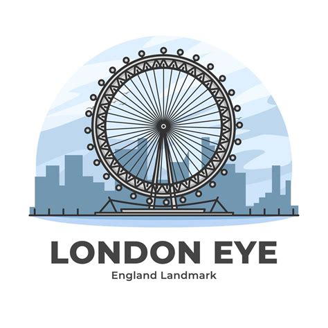 London Eye England Landmark Minimalist Cartoon 1942857 Vector Art At