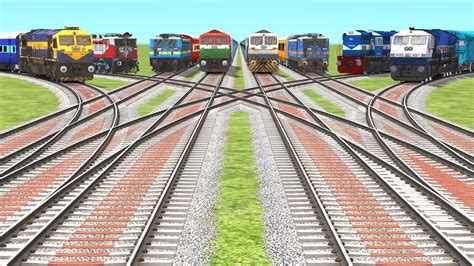 Trains Crossing On Branched Curved Railroad Tracks Train Simulator