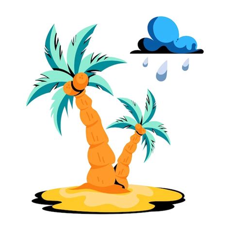 Premium Vector A Flat Icon Of Beach Rain