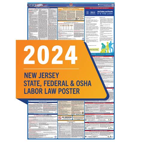 2024 New Jersey State And Federal Labor Laws Poster OSHA 48 OFF