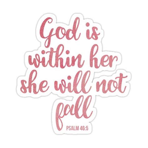 God Is Within Her She Will Not Fall Christian Quote Pink