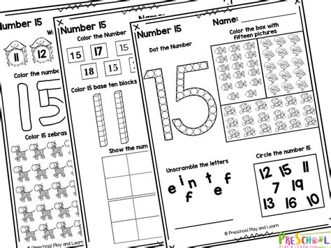 Number 15 Worksheet