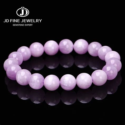 Jd A Natural Kunzite Round Bead Bracelets Women Top Quality Fashion