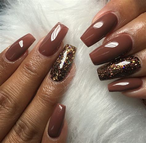 Brown And Gold Nails Gold Glitter Nails Acrylic Nails Gel Nails