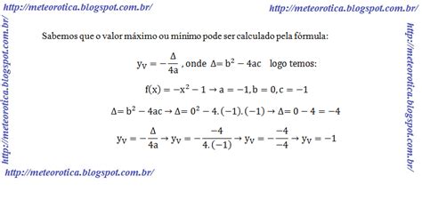 M E T E O R O T I C A Exercícios Resolvidos Sobre Máximo E Mínimo De