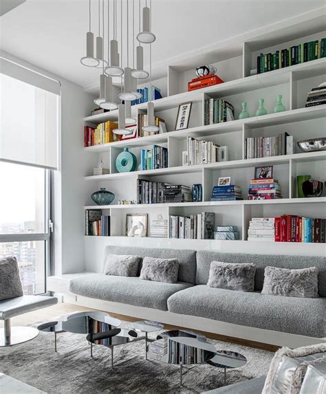 built in bookshelves in living room interior design | Houszed