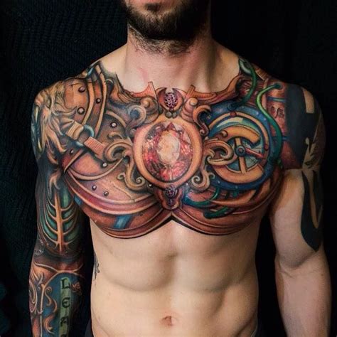 Full Sleeve Armor And Chest Tattoo By Steven Mckenzie Awesome Tattoos For Men And Women