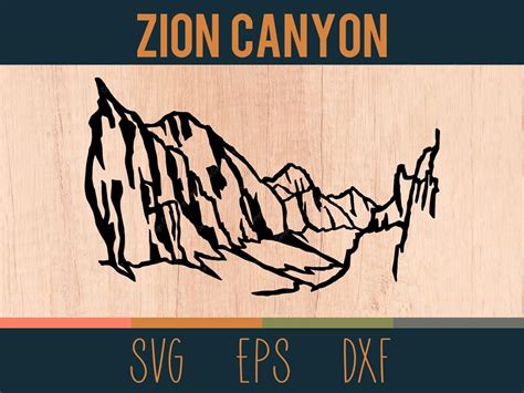 Zion Canyon Svg Outline Digital Cut File Zion National Park Utah Dxf